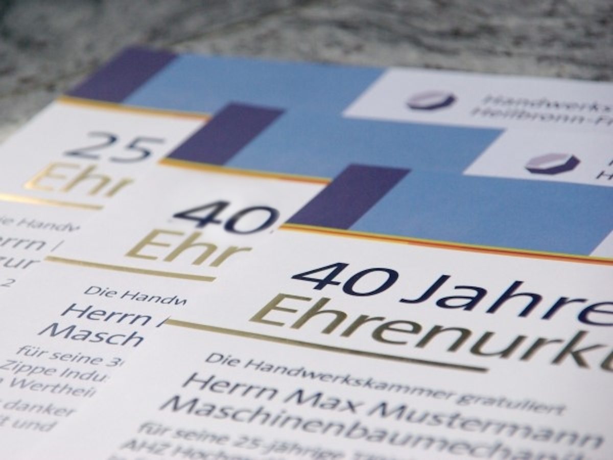 Die Handwerkskammer stellt kostenfrei Urkunden aus