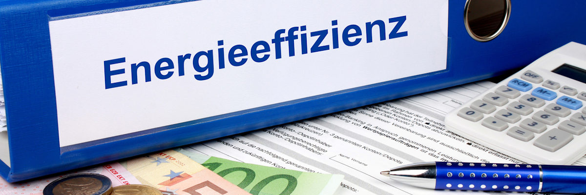 Energieeffizienz, Geld, Scheine, Münzen, Kugelschreiber, Taschenrechner, Ordner