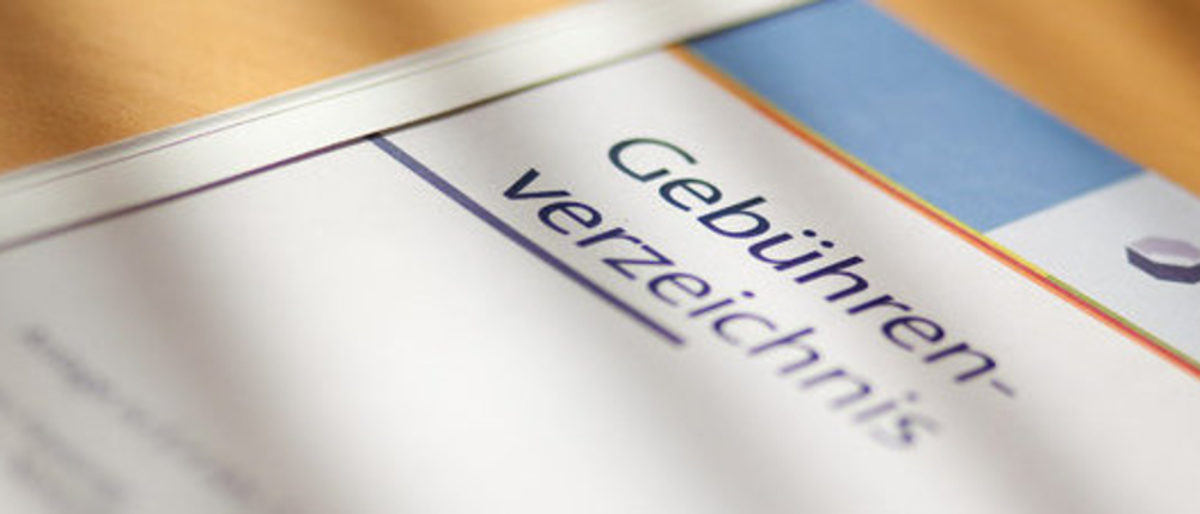 Gebührenverzeichnis Booklet-Mappe mit dem Titel "Gebührenverzeichnis"