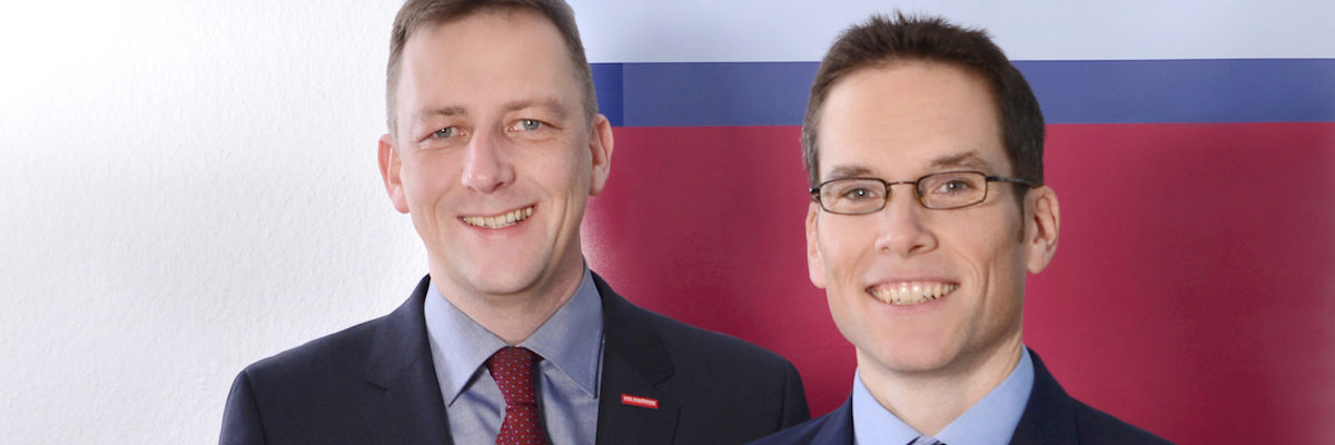 Hauptgeschäftsführer Ralf Schnörr (l.) und sein Stellvertreter Achim Hofmann. Handwerkskammer, Heilbronn-Franken, Mitarbeiter, 2015, Geschäftsführung, HGF, Hauptgeschäftsführer, Ralf Schnörr, stv. Hauptgeschäftsführer, Stellvertretender Hauptgeschäftsführer, stv. HGF, Achim Hofmann