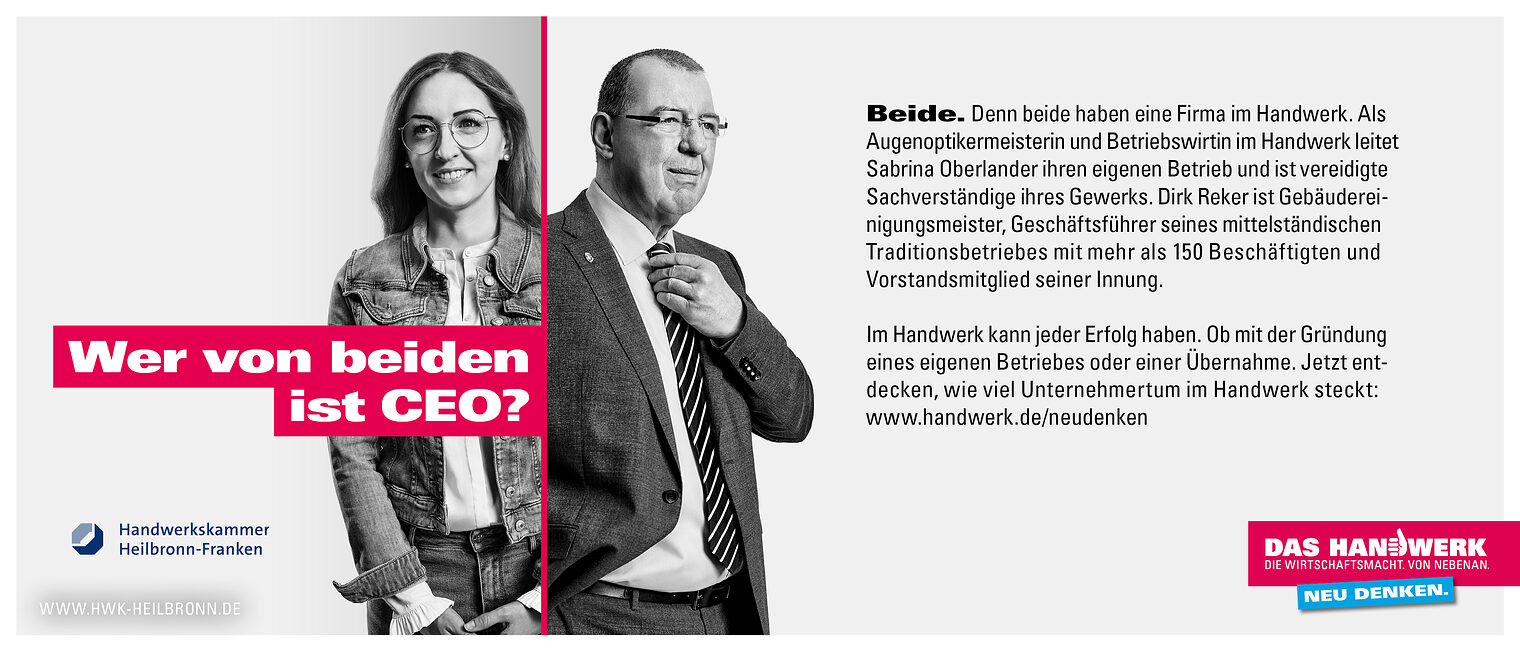 Die Motive der neuen Kampagne spielen bewusst mit Klischees und Vorurteilen. Neue Kampagne 2Handwerk neu denken"